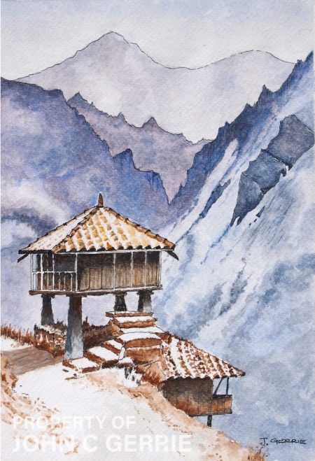 Opposing Colours in Watercolours Shepherds Bothy – North Spain