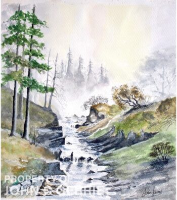 Winter Tranquillity (Original) Waterfall in Highlands