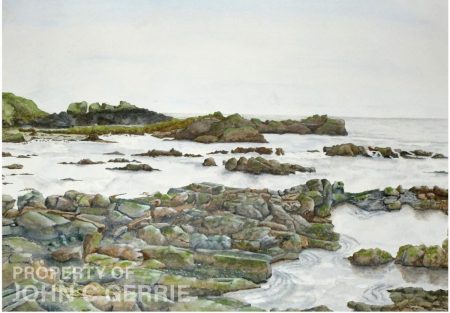 Hackley Bay Aberdeenshire: Background Rugged Buchan Coastline Near Slains Castle