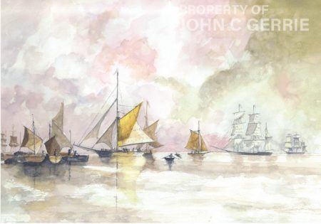 Collieston Village (Original) Becalmed Sailing Boats on the Thames