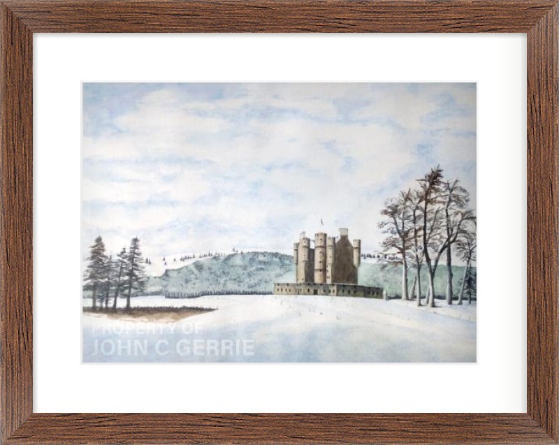 Braemar Castle in winter months (Original) Framed Picture Braemar Castle