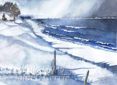 Collieston Village (Original) Seashore in Winter