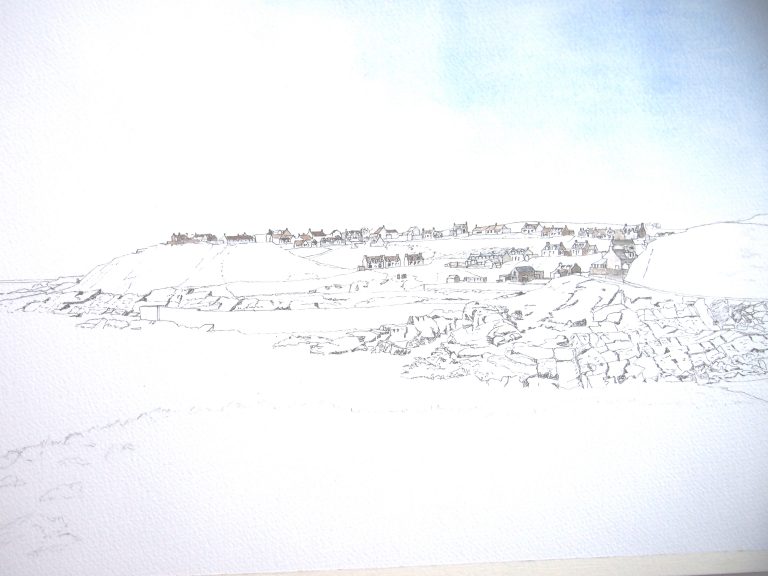 Collieston Village - a painting in the making