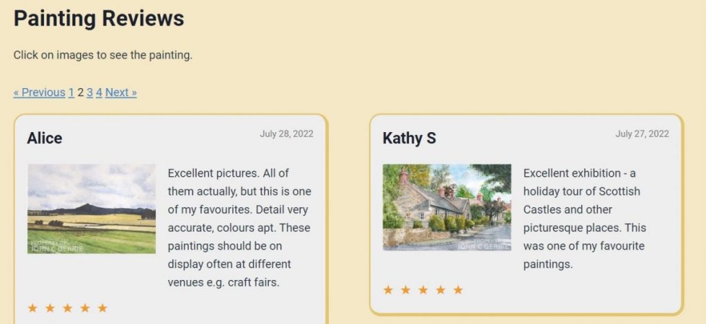 New: Reviews Option Added To Menu Painting Review