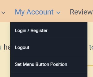 Overview of the navigation system Menu to Login and Control Button Position