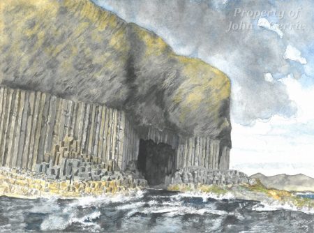 Collieston Village (Original) Painting of Fingles Cave