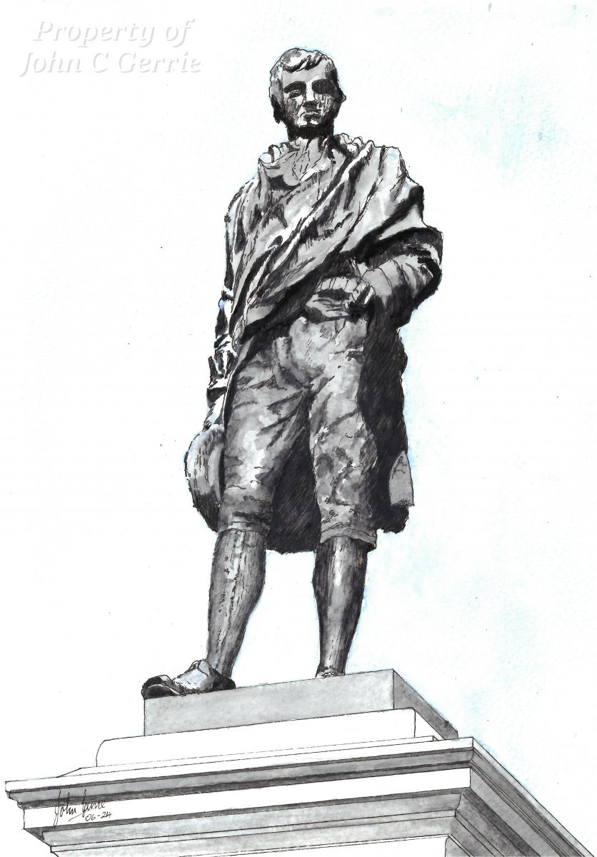 Statue of Robert Burns - A Tribute in Pen and Ink (Original) Robert Burns Statue