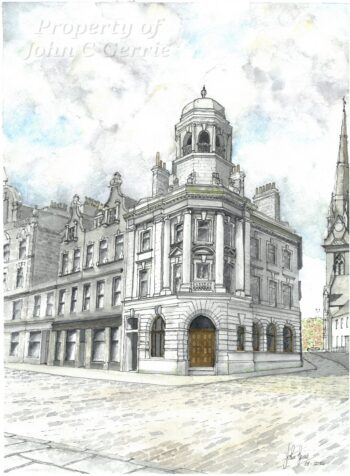 Leith Hall Image of the watercolur painting of the Royal Insurance Building in Aberdeen