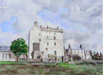 Birse Deeside Watercolour paainting of Delgatie Castle