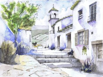Fittie Aberdeen (Original) Painting of a Village in Tuscany