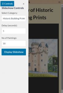 Help on the Slideshow Feature Slide out menu for slideshow on mobile